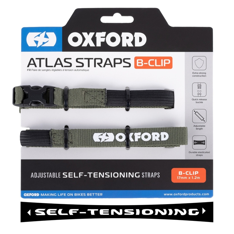 Sangles de bagages Oxford Atlas B-Clip 2 pcs vert 17 mm x 1.2 m