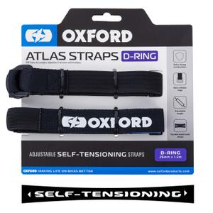 Sangles de bagages Oxford Atlas D-Ring 2 pcs noir 26 mm x 1.2 m
