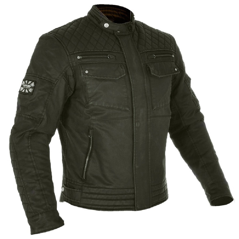 Oxford Hardy Veste de moto en cire vert foncé soldes