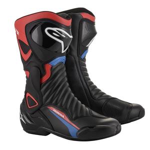 Bottes de moto Alpinestars S-MX 6 Honda Collection Noir-Rouge-Bleu-Blanc