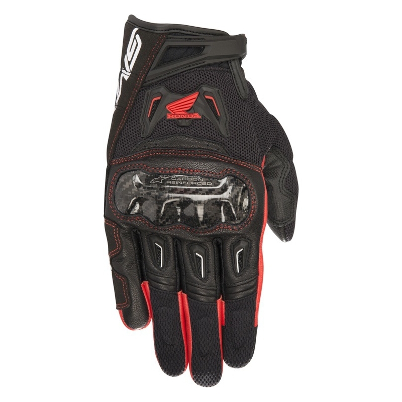 Alpinestars SMX-2 Air Carbon Honda Motorcycle Gloves Collection Black and Red