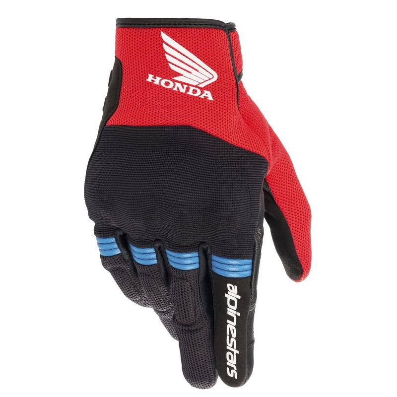 Collection de gants moto Alpinestars Copper Honda noir-rouge-bleu