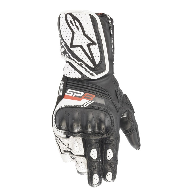 Gants moto femme Alpinestars SP-8 noir et blanc