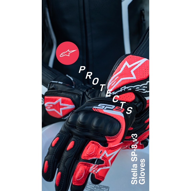 Gants moto femme Alpinestars SP-8 noir et blanc