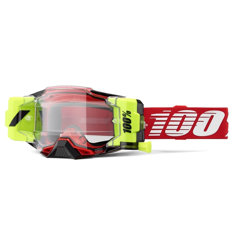 Lunettes de moto-cross 100% - USA Armega Forecast rouge (verre transparent)
