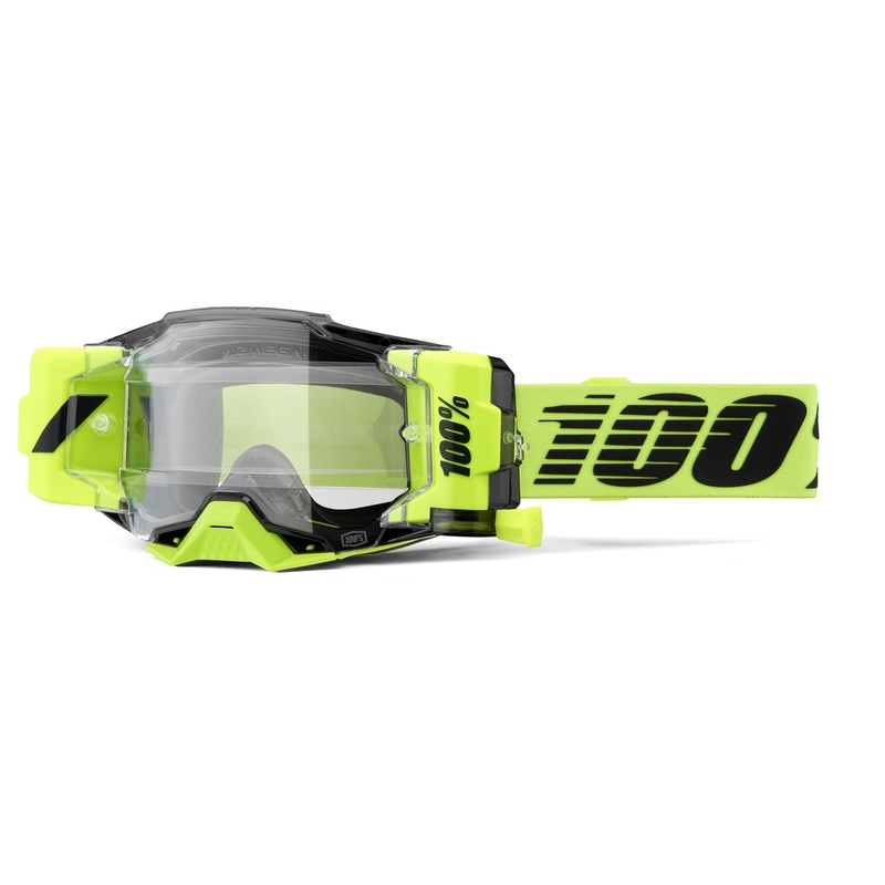 Lunettes de moto-cross 100% - USA Armega Forecast vert fluo (verre transparent)