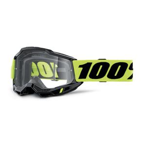 Lunettes de moto-cross 100% ACCURI 2 OTG noir-jaune fluo (plexi transparent)