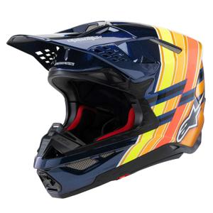 Casque motocross Alpinestars Supertech S-M10 TROY LEE DESIGNS bleu perle-orange fluo-jaune-rouge
