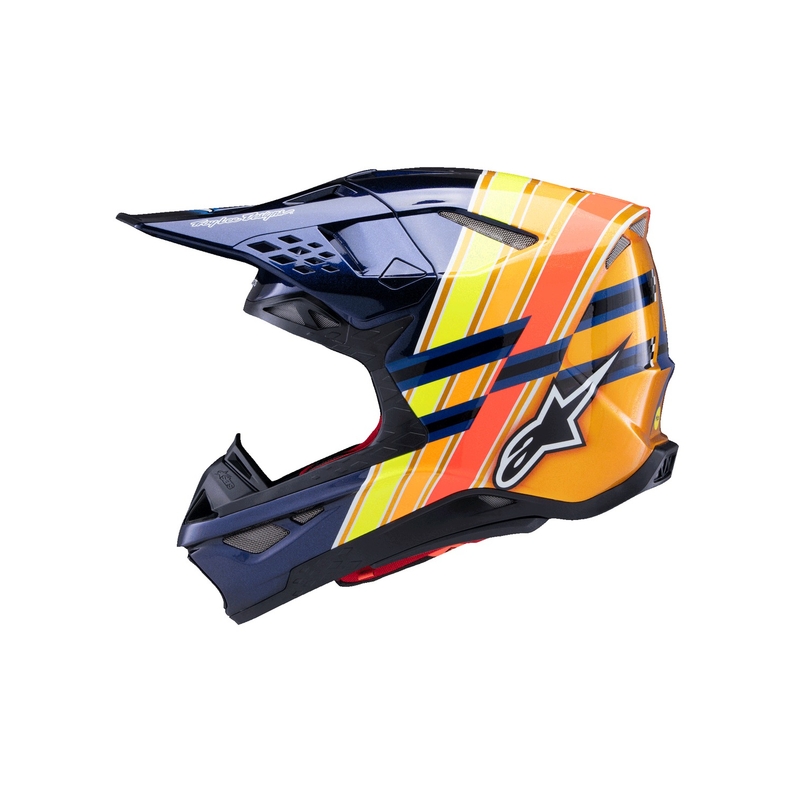 Casque motocross Alpinestars Supertech S-M10 TROY LEE DESIGNS bleu perle-orange fluo-jaune-rouge