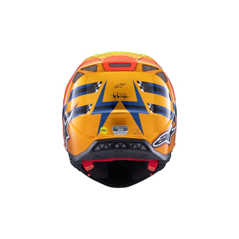 Casque motocross Alpinestars Supertech S-M10 TROY LEE DESIGNS bleu perle-orange fluo-jaune-rouge