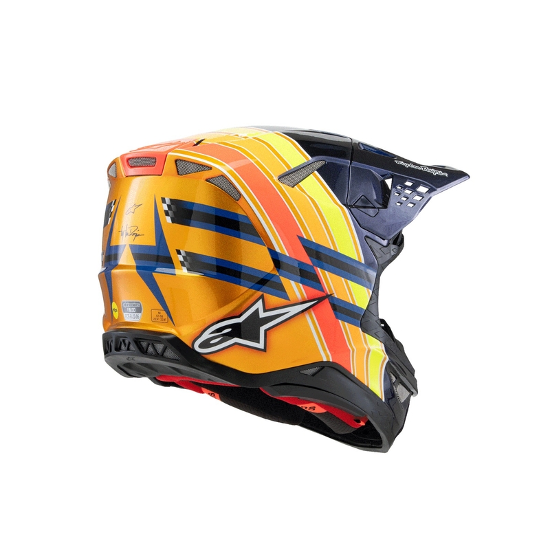 Casque motocross Alpinestars Supertech S-M10 TROY LEE DESIGNS bleu perle-orange fluo-jaune-rouge