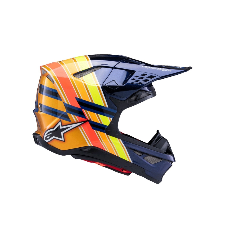 Casque motocross Alpinestars Supertech S-M10 TROY LEE DESIGNS bleu perle-orange fluo-jaune-rouge