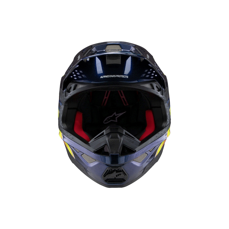 Casque motocross Alpinestars Supertech S-M10 TROY LEE DESIGNS bleu perle-orange fluo-jaune-rouge