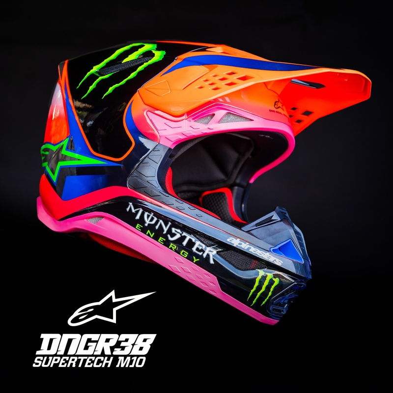 Casque motocross Alpinestars Supertech S-M10 HAIDEN DEEGAN édition orange fluo-violet-rose-vert