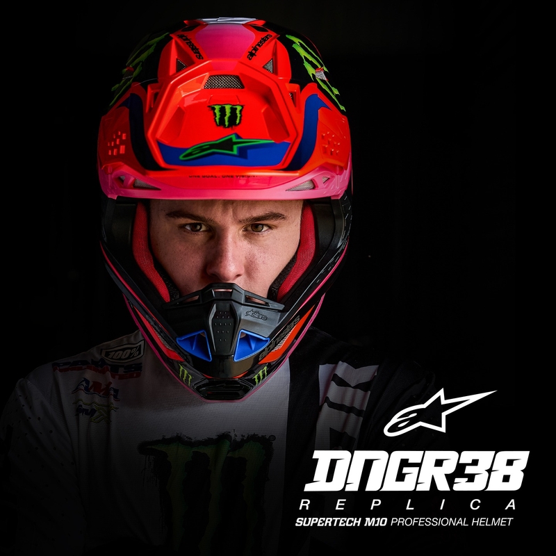 Casque motocross Alpinestars Supertech S-M10 HAIDEN DEEGAN édition orange fluo-violet-rose-vert