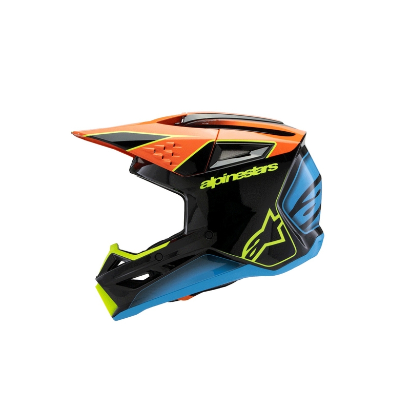 Casque motocross enfant Alpinestars S-M3 FRAY noir-orange fluo-jaune fluo-turquoise