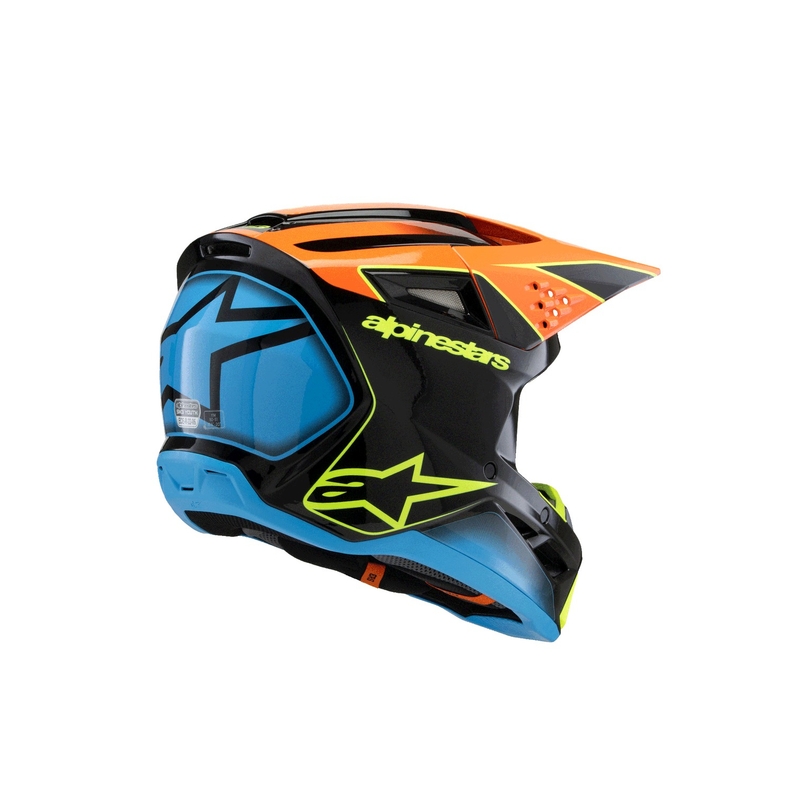 Casque motocross enfant Alpinestars S-M3 FRAY noir-orange fluo-jaune fluo-turquoise