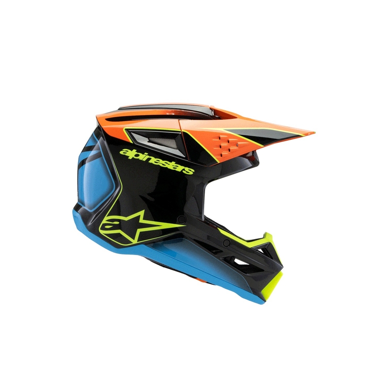 Casque motocross enfant Alpinestars S-M3 FRAY noir-orange fluo-jaune fluo-turquoise