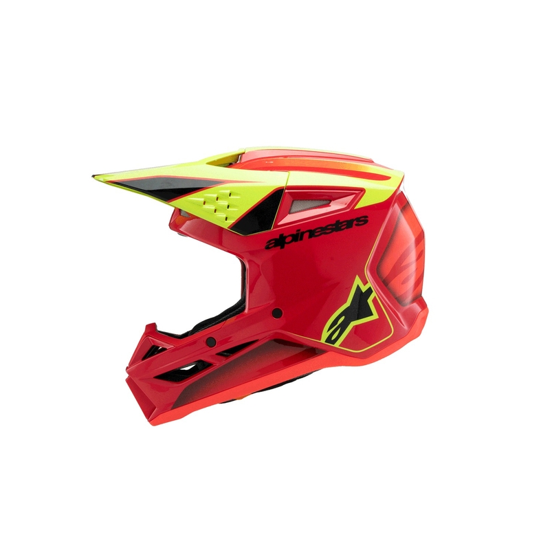 Casque de motocross pour enfant Alpinestars S-M3 FRAY rouge-jaune fluo-noir