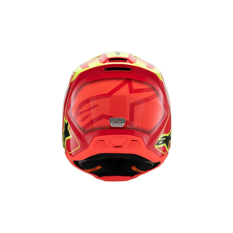 Casque de motocross pour enfant Alpinestars S-M3 FRAY rouge-jaune fluo-noir