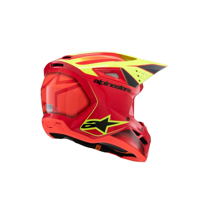 Casque de motocross pour enfant Alpinestars S-M3 FRAY rouge-jaune fluo-noir