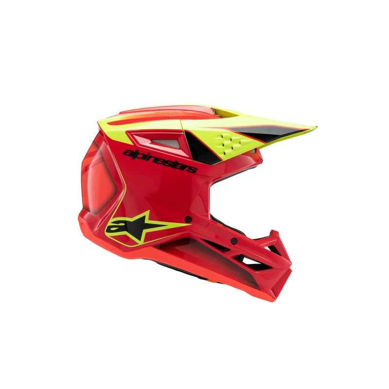 Casque de motocross pour enfant Alpinestars S-M3 FRAY rouge-jaune fluo-noir