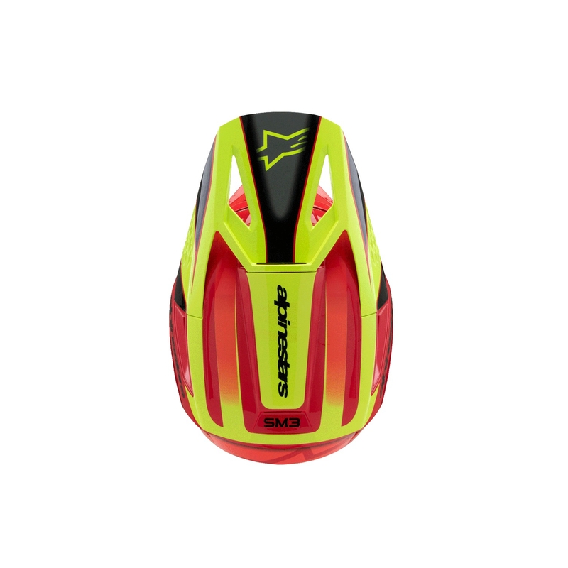 Casque de motocross pour enfant Alpinestars S-M3 FRAY rouge-jaune fluo-noir