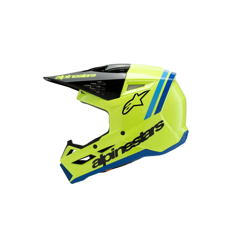 Casque de motocross pour enfant Alpinestars S-M3 RADIUM jaune fluo-noir-bleu