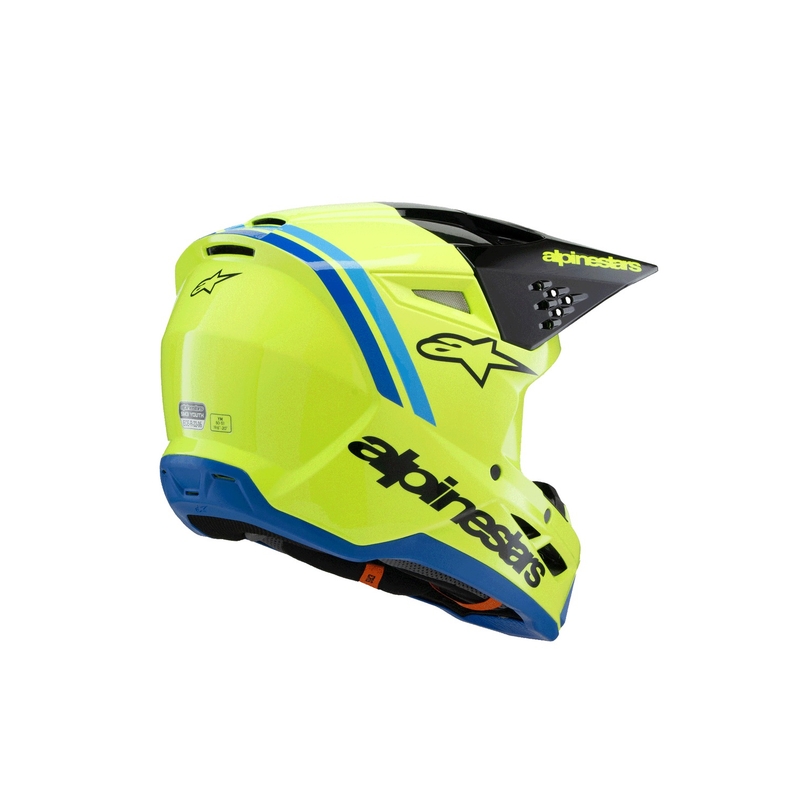 Casque de motocross pour enfant Alpinestars S-M3 RADIUM jaune fluo-noir-bleu