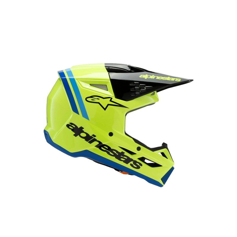 Casque de motocross pour enfant Alpinestars S-M3 RADIUM jaune fluo-noir-bleu