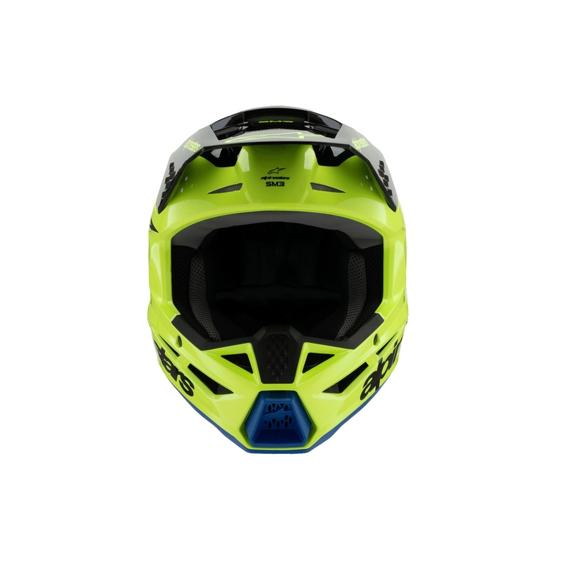 Casque de motocross pour enfant Alpinestars S-M3 RADIUM jaune fluo-noir-bleu