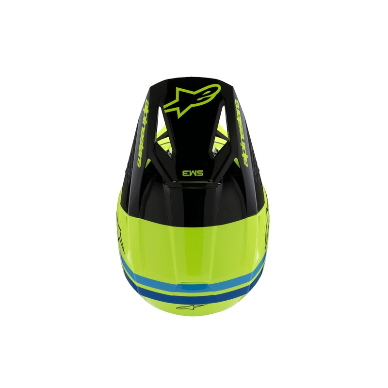 Casque de motocross pour enfant Alpinestars S-M3 RADIUM jaune fluo-noir-bleu