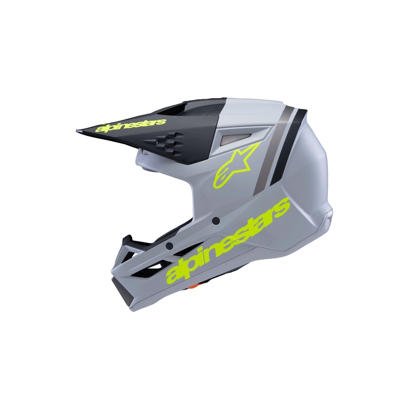Casque motocross enfant Alpinestars S-M3 RADIUM gris mat-jaune fluo-noir