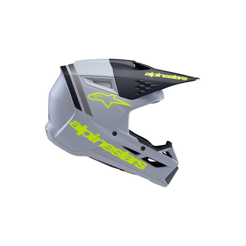 Casque motocross enfant Alpinestars S-M3 RADIUM gris mat-jaune fluo-noir