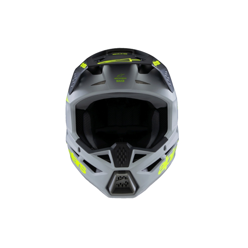Casque motocross enfant Alpinestars S-M3 RADIUM gris mat-jaune fluo-noir