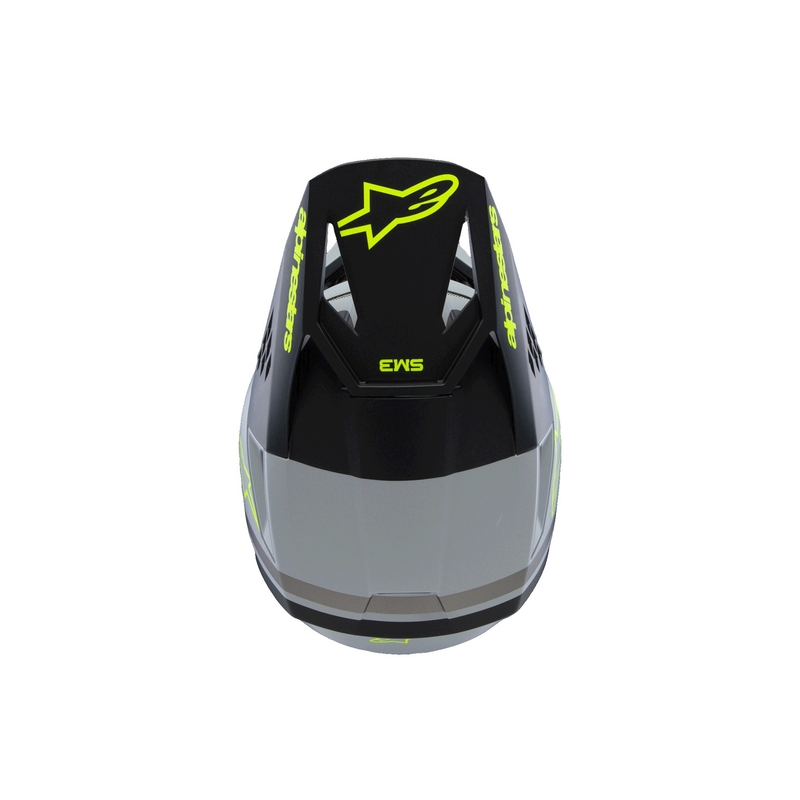 Casque motocross enfant Alpinestars S-M3 RADIUM gris mat-jaune fluo-noir