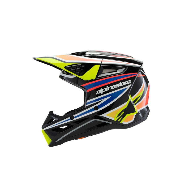 Casque de motocross pour enfant Alpinestars S-M3 WURX noir-jaune fluo-bleu-rouge
