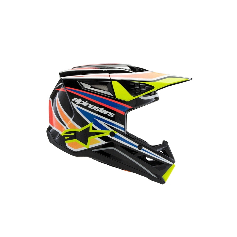 Casque de motocross pour enfant Alpinestars S-M3 WURX noir-jaune fluo-bleu-rouge