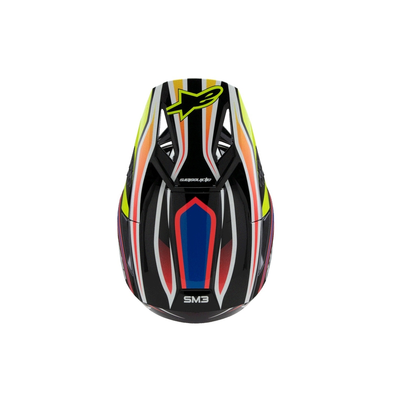 Casque de motocross pour enfant Alpinestars S-M3 WURX noir-jaune fluo-bleu-rouge