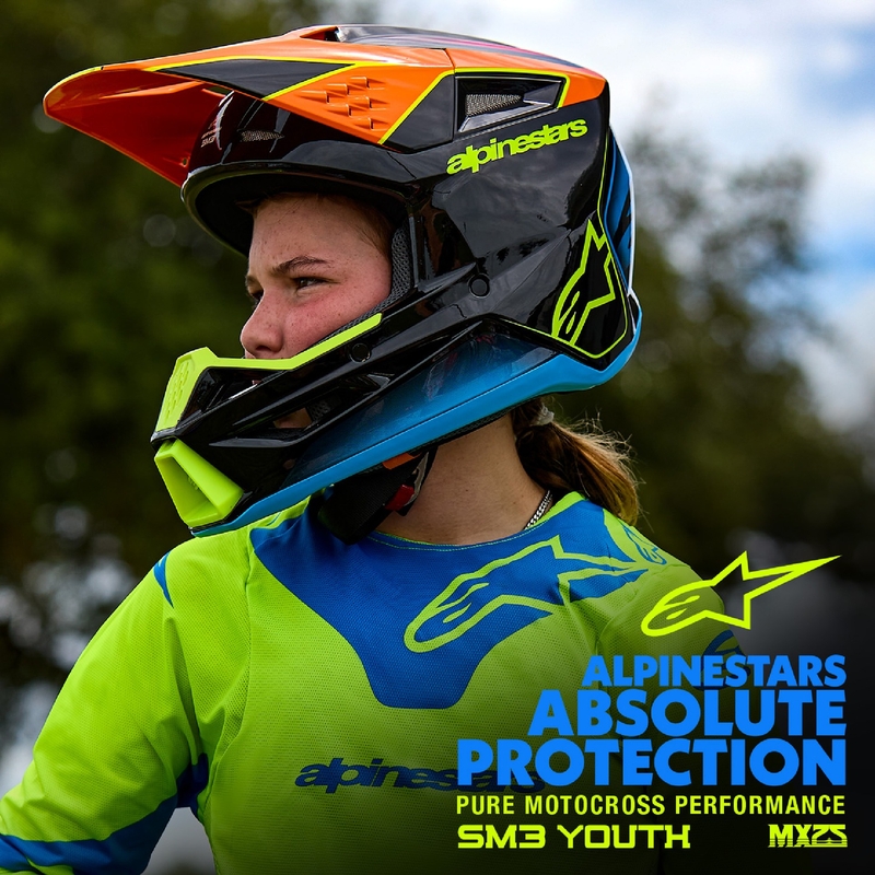 Casque de motocross pour enfant Alpinestars S-M3 WURX bleu-rouge-blanc-noir