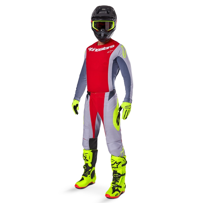 Maillot de motocross Alpinestars Techstar Melt rouge-gris