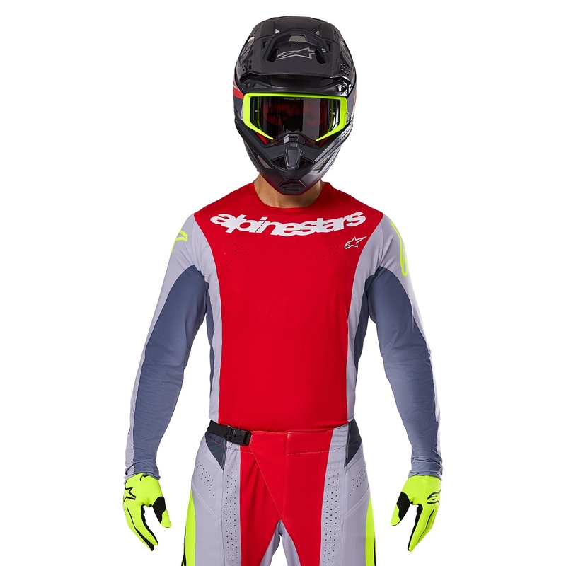 Maillot de motocross Alpinestars Techstar Melt rouge-gris