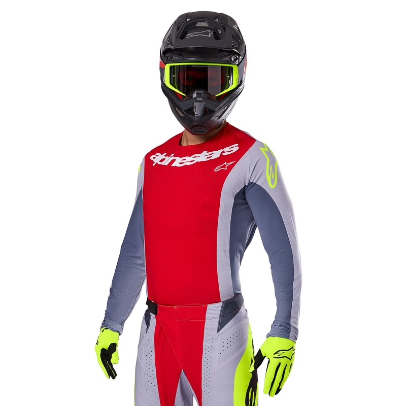 Maillot de motocross Alpinestars Techstar Melt rouge-gris
