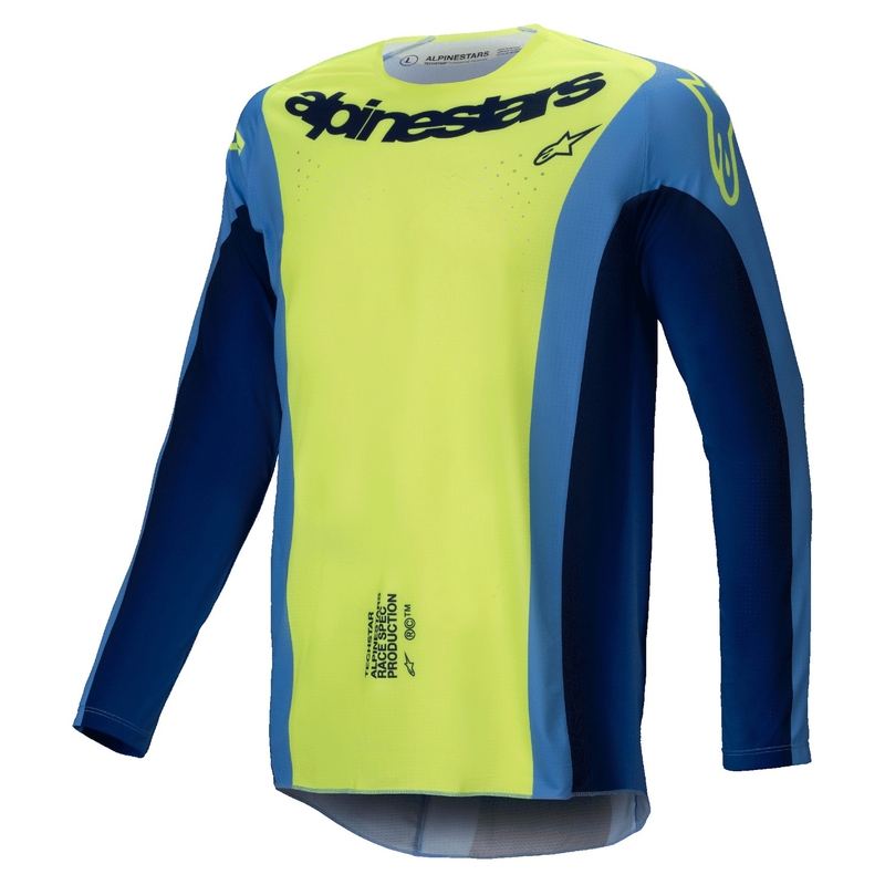 Maillot de motocross Alpinestars Techstar Melt jaune fluo-bleu