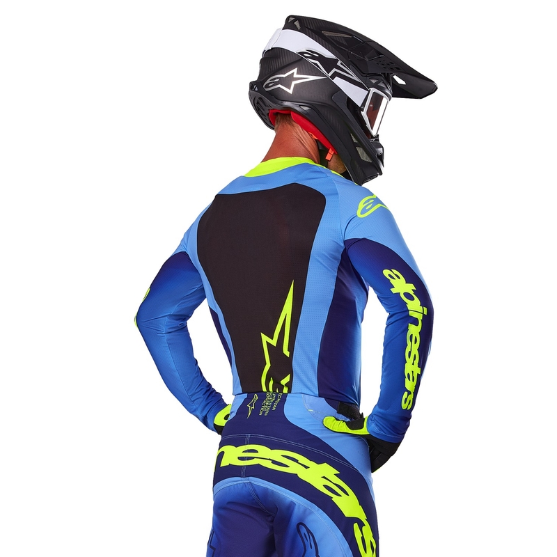 Maillot de motocross Alpinestars Techstar Melt jaune fluo-bleu