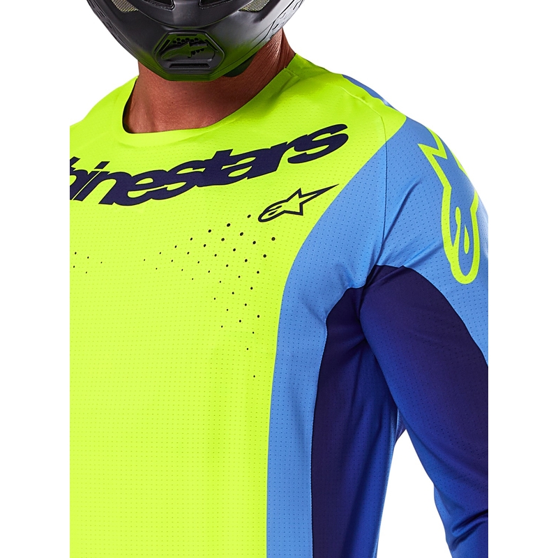 Maillot de motocross Alpinestars Techstar Melt jaune fluo-bleu
