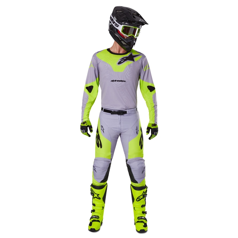Maillot de motocross Alpinestars Racer Veil gris-jaune fluo