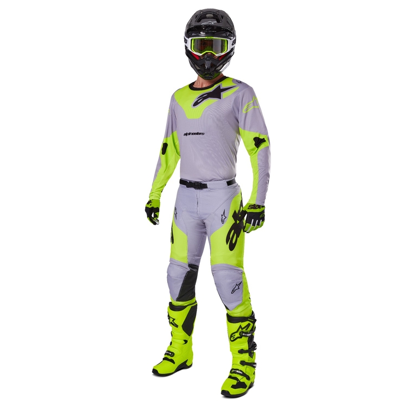 Maillot de motocross Alpinestars Racer Veil gris-jaune fluo