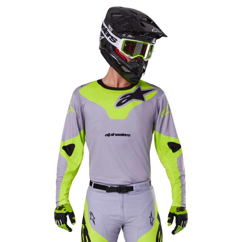 Maillot de motocross Alpinestars Racer Veil gris-jaune fluo