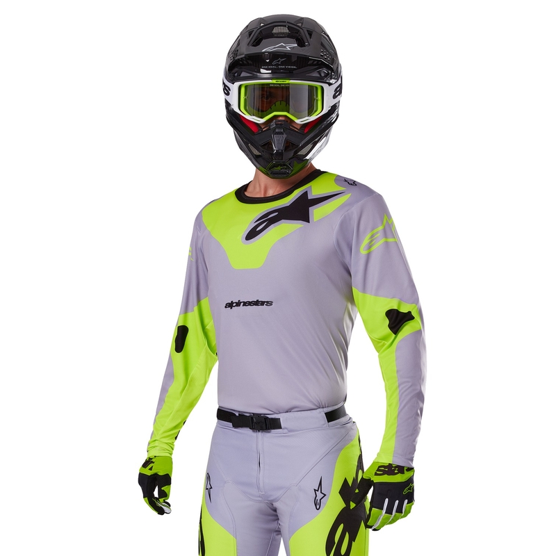 Maillot de motocross Alpinestars Racer Veil gris-jaune fluo